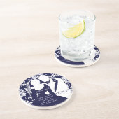 ネイビー結婚ブライドメイドの花嫁コースター コースター (側面)
