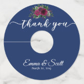 ネイビー結婚ブルゴーニワインありがとうラベル ワイングラスタグ (正面)