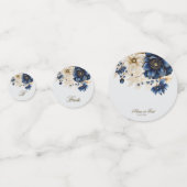 ネイビー結婚ブルホワイトゴールデンフローラシルバー コンフェッティ (正面)