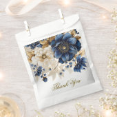 ネイビー結婚ブルホワイトゴールデンフローラシルバー フェイバーバッグ (クリップ留めされた状態)