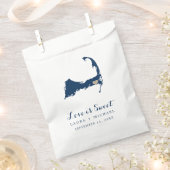 ネイビー結婚ブルーとケープコッドの地図 フェイバーバッグ (クリップ留めされた状態)