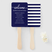 ネイビー結婚ブルーのイベント順序 ハンドファン (正面&裏面)