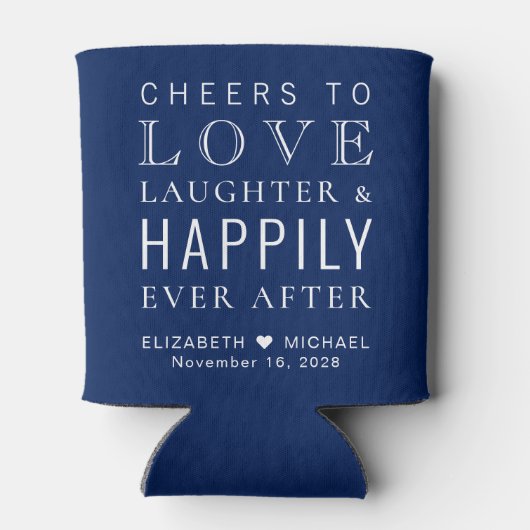 ネイビー結婚ブルーの後ずっと幸せに愛の笑い 缶クーラー (裏面)