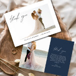 ネイビー結婚ブルーの感謝の写真ミニマル サンキューカード<br><div class="desc">私たちのミニマ結婚リストの感謝フォトフォトシンプルカードは、優雅さと感謝の典型である。あなたの写真のための清潔で控えめなデザインとお気に入りの宇宙と結婚共に、それは愛する人に表現対する完璧な感謝してい方法である。メッセージでパーソナライズし、何年も大切に受け取る感謝の心の印を送来る。あなたはお客感謝してい様の臨場感、ギフト、サポートに関わらず、このカードは時代を超越したミニマルなスタイルで感謝の気持ちを伝える。各カードは詳細に注意を払って作られ、特別な日の美しいを反映した洗練されたプレゼンテーションを保証する。私たち感謝していのミニマ結婚リストの写真のカードを使って簡単でスタイルで言えシンプルば、あなたの愛と感謝の完璧な記念品。</div>
