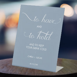 ネイビー結婚ブルーの書道が持って持つ 台座サイン