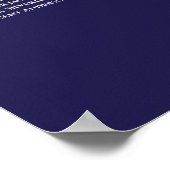 ネイビー結婚ブルーの28テーブル座席表シルバー ポスター (角)