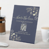 ネイビー結婚ブルーのQRコード記号 – 共有愛 台座サイン (インサイチュ)