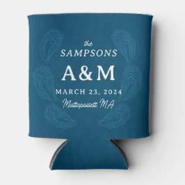 ネイビー結婚ブルーオイスターの名前 缶クーラー