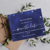 ネイビー結婚ブルーグリッタースパークル予算救期日 チラシ