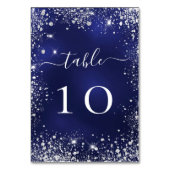 ネイビー結婚ブルーグリッターテーブル番号 テーブルナンバー (正面)