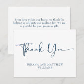 ネイビー結婚ブルーサンキューカード サンキューカード (正面/裏面)