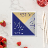 ネイビー結婚ブルーズ最高のシックデイ常に装飾 スタンダードカクテルナプキン (インサイチュ)