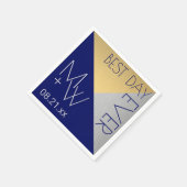 ネイビー結婚ブルーズ最高のシックデイ常に装飾 スタンダードカクテルナプキン (角)