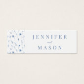 ネイビー結婚ブルーフローラのQRレジストリ挿入カード (正面)