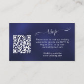 ネイビー結婚ブルー対応サイトQRコードRSVP エンクロージャーカード (裏面)