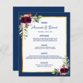 ネイビー結婚ブルー花模様ブルゴーニュ (正面/裏面)