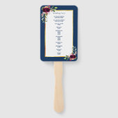 ネイビー結婚ブルー花模様ブルゴーニュ ハンドファン (裏面)