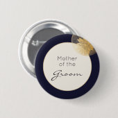 ネイビー結婚ブルー金ゴールドの新郎の母 缶バッジ (正面&裏面)