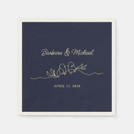 ネイビー結婚ブルー スタンダードカクテルナプキン
