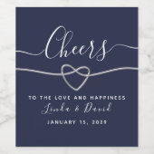 ネイビー結婚ブルー ワインラベル (シングルラベル)