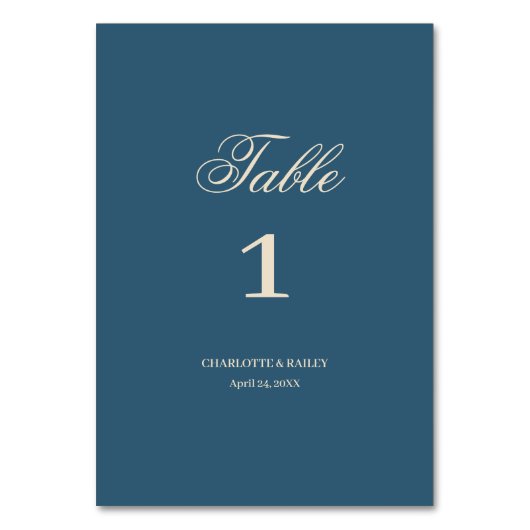 ネイビー結婚ホワイト テーブルナンバー (正面)