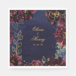 ネイビー結婚ボルドーの6インチスクエアランチョン スタンダードランチョンナプキン