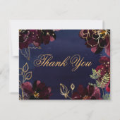 ネイビー結婚ボルドーサンキューカード 出欠カード (正面)