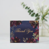 ネイビー結婚ボルドーサンキューカード 出欠カード (スタンド正面)