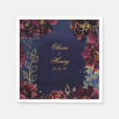 ネイビー結婚ボルドー5インチスクエアカクテル スタンダードカクテルナプキン (正面)