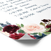 ネイビー結婚マルサラフローラのイベント標識 ポスター (角)