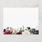 ネイビー結婚マルサラフローラタイムカプセルカード ポストカード (裏面)