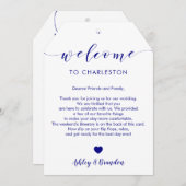 ネイビー結婚ラージの歓迎ラベル、手紙の旅程 (正面/裏面)