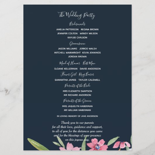 ネイビー結婚式 プログラム (裏面)