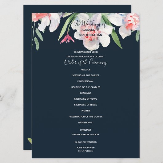 ネイビー結婚式 プログラム (正面/裏面)