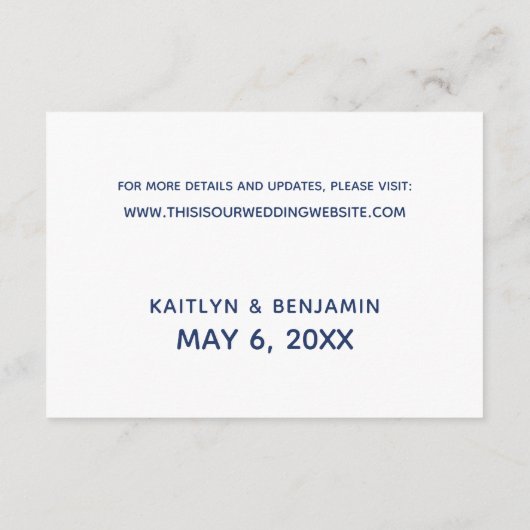 ネイビー結婚手書き詳細&宿泊施設 エンクロージャーカード (裏面)