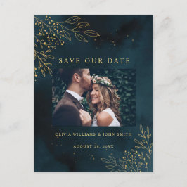 ネイビー結婚金ゴールド文房具テンプレート ポストカード