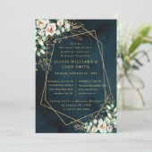 ネイビー結婚金ゴールド文房具テンプレート 招待状 (スタンド正面)