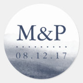 ネイビー結婚・タイズ・モノグラム ラウンドシール (正面)