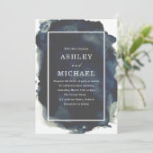 ネイビー絵を描ウォーカラーモダンスプラッシュ結婚ズ 招待状 (スタンド正面)