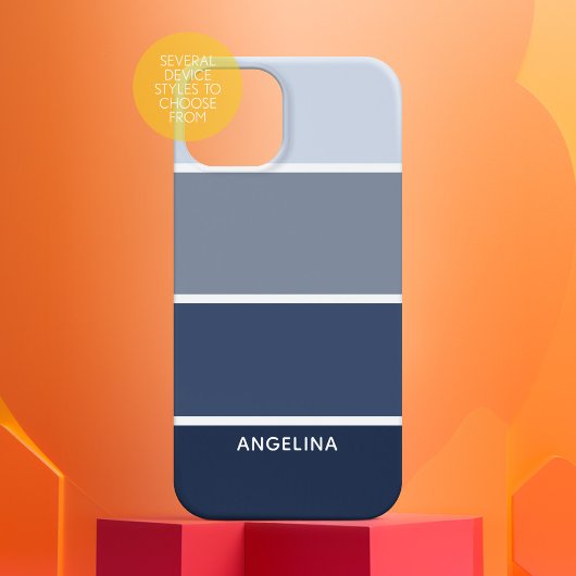 ネイビー絵を描ブルーチップストリップと名前をカスタムする Case-Mate iPhoneケース