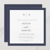 ネイビー縁どモノグラムリハーサルディナー招待状 招待状 (正面/裏面)