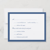 ネイビー縁取りシャイマー伝統的な結婚式の返信 出欠カード (裏面)