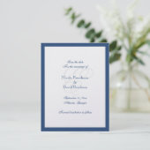 ネイビー縁取りモノグラムの結婚発表カード 招待状 (スタンド正面)