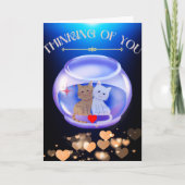 ネイビー考えブルーズ・オブ・ユー・キャットクリスタルモダン サンキューカード (正面)