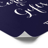 ネイビー背景にマーズラとバーガンディの花のカードとギフト ポスター (角)