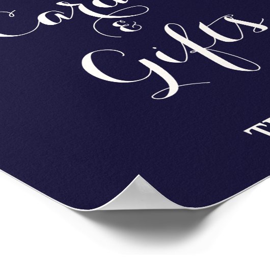 ネイビー背景にマーズラとバーガンディの花のカードとギフト ポスター (角)