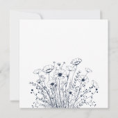 ネイビー背景 白 花の感謝カード 招待状 (裏面)