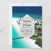 ネイビー自然シーサイド島結婚式招待状 招待状 (正面)