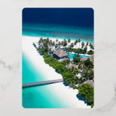 ネイビー自然シーサイド結婚アイランドのフォイル招待状 箔招待状 (裏面)