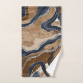 ネイビー自然ブルーマーブルアゲットシルバーグリッター1 バスタオルセット (ハンドタオル)